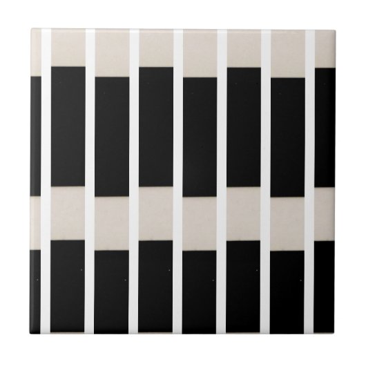 Ceramic Tile Black and Beige Stripe Fliese (Vorderseite)