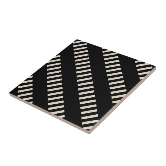 Ceramic Tile Black and Beige Stripe Fliese (Seite)