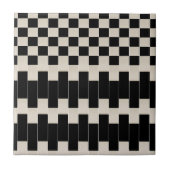 Ceramic Tile Black and Beige Stripe Square Fliese (Vorderseite)