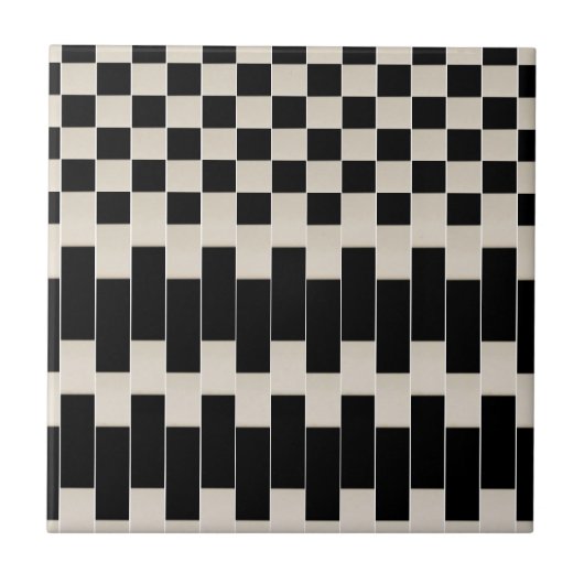 Ceramic Tile Black and Beige Stripe Square Fliese (Vorderseite)