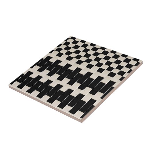 Ceramic Tile Black and Beige Stripe Square Fliese (Seite)