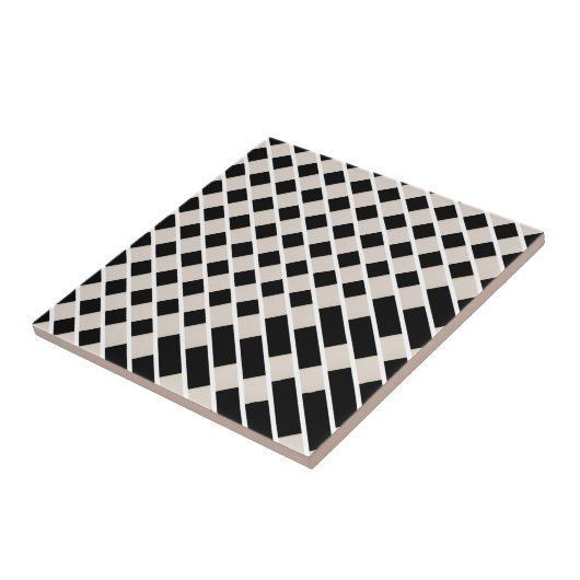 Ceramic Tile Black and Beige Stripe Square Fliese (Seite)