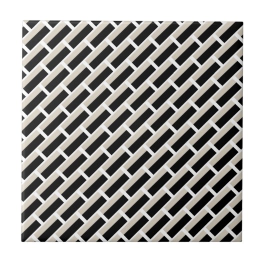 Ceramic Tile Black and White Stripe Fliese (Vorderseite)