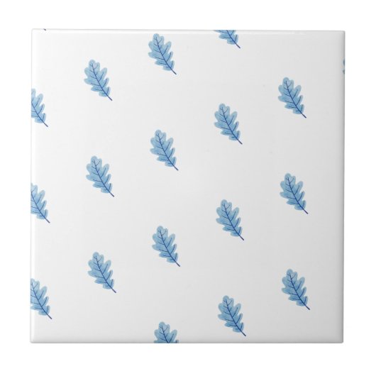 Ceramic Tile Blue Leaves  Fliese (Vorderseite)