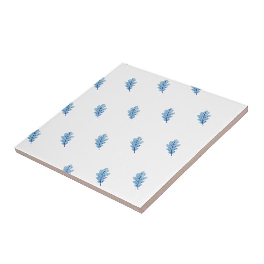 Ceramic Tile Blue Leaves  Fliese (Seite)