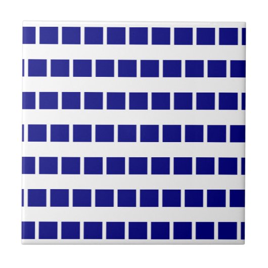 Ceramic Tile Blue & White Stripe Checkered Fliese (Vorderseite)