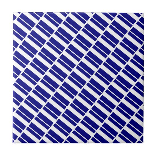 Ceramic Tile Blue & White Stripe Fliese (Vorderseite)