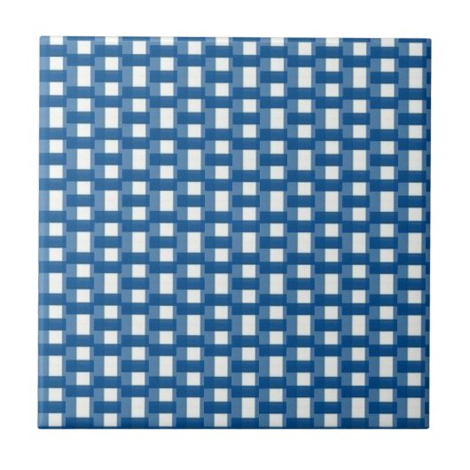 Ceramic Tile Blue & White Stripe Square Fliese (Vorderseite)