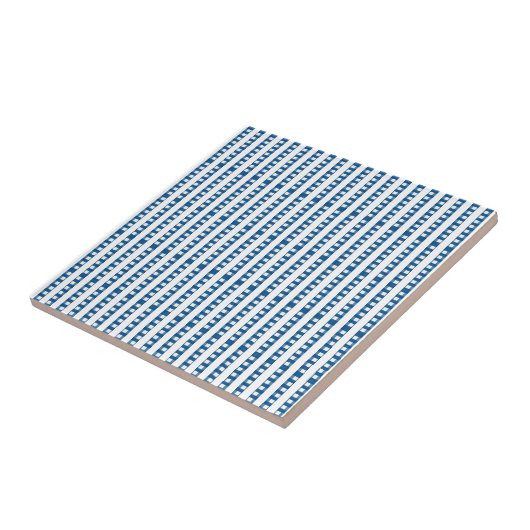 Ceramic Tile Blue & White Stripe Square Fliese (Seite)