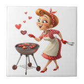 Ceramic Tile Cooking Love Red Hearts Fliese (Vorderseite)