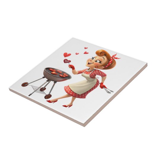 Ceramic Tile Cooking Love Red Hearts Fliese (Seite)
