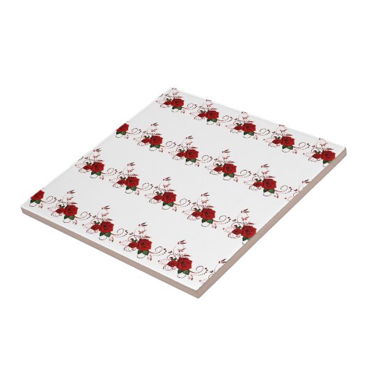 Ceramic Tile Floral Red Rose Fliese (Seite)