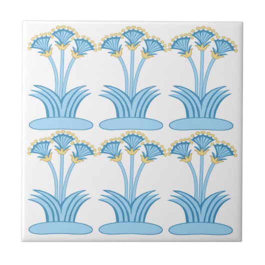 Ceramic Tile in Minoan Lilies aqua Fliese (Vorderseite)