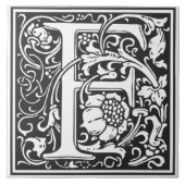 Ceramic Tile - Monogram Alphabet F black White Fliese (Vorderseite)