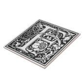 Ceramic Tile - Monogram Alphabet F black White Fliese (Seite)