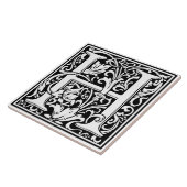 Ceramic Tile - Monogram Alphabet H black White Fliese (Seite)