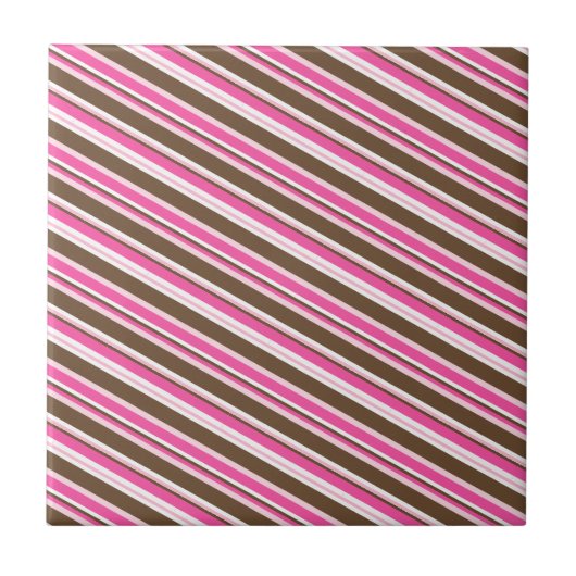 Ceramic Tile Pink Brown White Stripe Fliese (Vorderseite)
