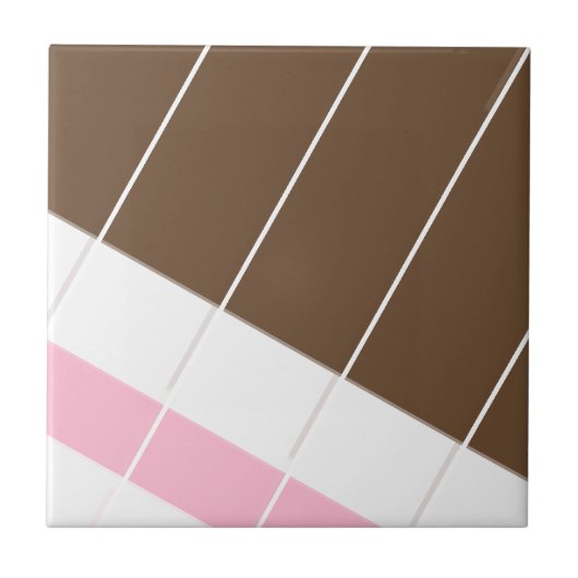 Ceramic Tile Pink Brown White Stripe Fliese (Vorderseite)