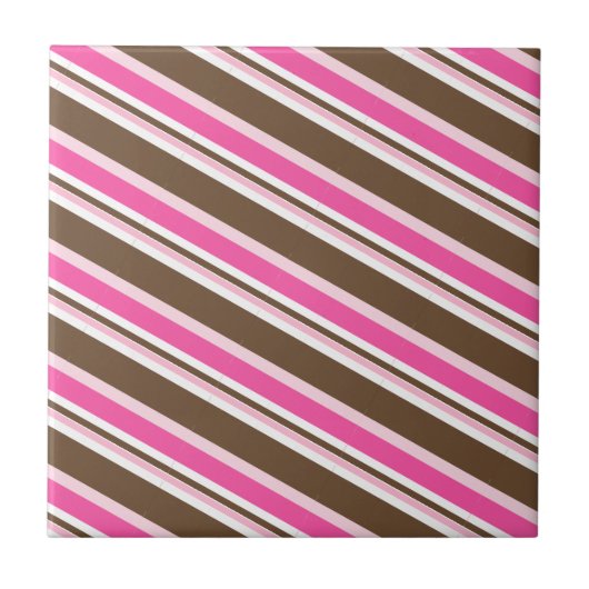 Ceramic Tile Pink Brown White Stripe Fliese (Vorderseite)