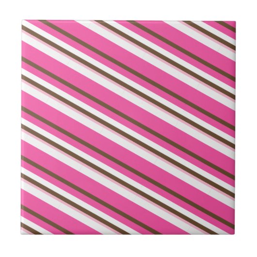 Ceramic Tile Pink Brown White Stripe Fliese (Vorderseite)
