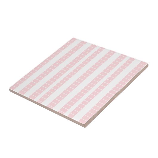 Ceramic Tile Pink & White Stripe Fliese (Seite)