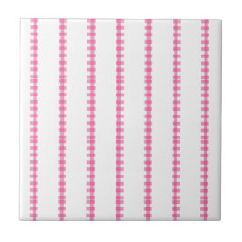 Ceramic Tile Pink & White Stripe Square Fliese