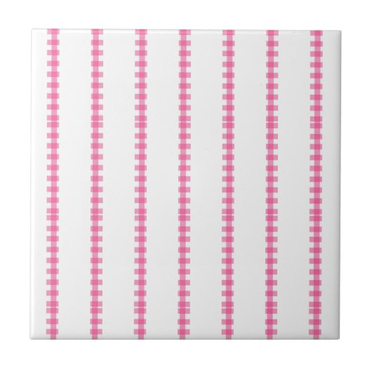 Ceramic Tile Pink & White Stripe Square Fliese (Vorderseite)
