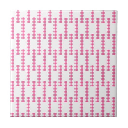 Ceramic Tile Pink & White Stripe Square Fliese (Vorderseite)