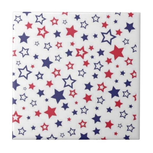 Ceramic Tile Red Blue & White Stripe Square Fliese (Vorderseite)