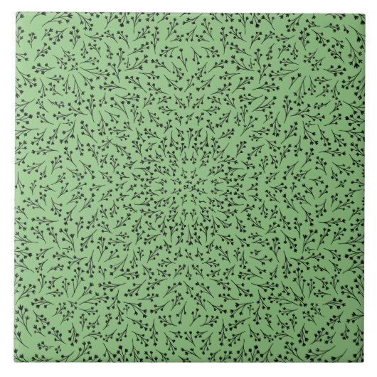 Ceramic Tile Sage Green Botanical Vine Decor Fliese (Vorderseite)