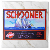 CERAMIC TILE - "Schooner" Lemons - Crate Label Fliese (Vorderseite)
