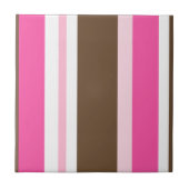 Ceramic Tile Stripe Chic Brown & Pink Stripe Fliese (Vorderseite)