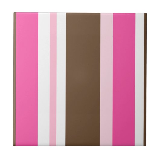 Ceramic Tile Stripe Chic Brown & Pink Stripe Fliese (Vorderseite)