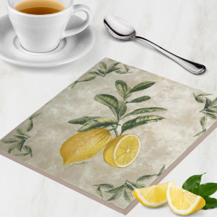 Ceramic Tile with Vintage Lemons Fliese