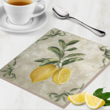 Ceramic Tile with Vintage Lemons