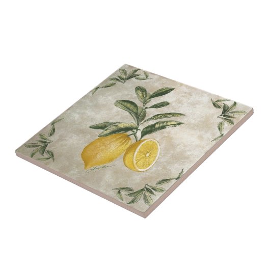 Ceramic Tile with Vintage Lemons Fliese (Seite)