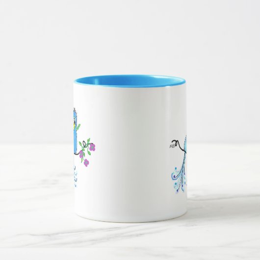 Ceramic Whimsical Blue Birds Mug Tasse (Zentrum)