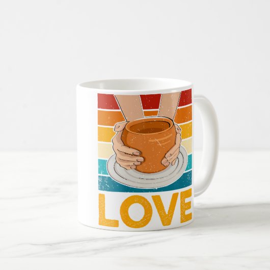 Ceramics Artist - Love Pottery Retro Clay Pottery Kaffeetasse (VorderseiteRechts)