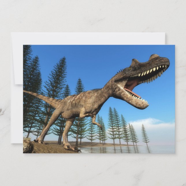 Ceratosaurus dinosaurier am Ufer - 3D-Darstellung (Vorderseite)