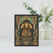 Cerberus, Art Deco Mythisch Postkarte (Stehend Vorderseite)