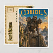 Cerberus, Gothic Fantasy Monster Postkarte (Vorne/Hinten)