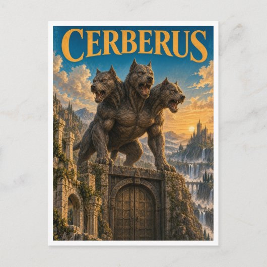 Cerberus, Gothic Fantasy Monster Postkarte (Vorderseite)