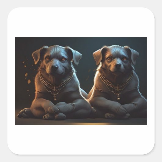 Cerberus in der Yoga-Pose Quadratischer Aufkleber (Vorderseite)