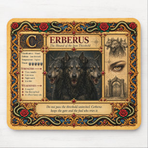 Cerberus, mittelalterliche Bestiarien-Kunst Mousepad