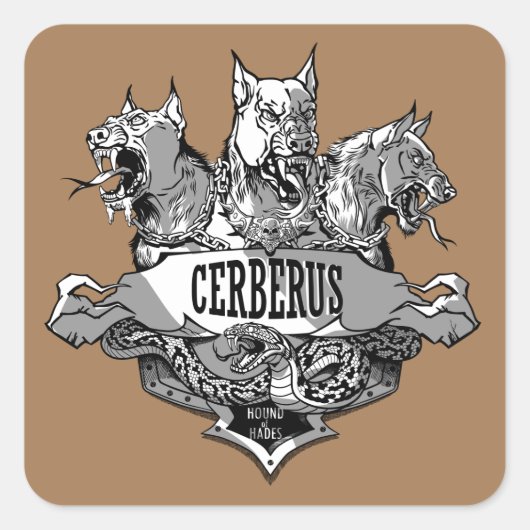 Cerberus und Snake Quadratischer Aufkleber (Vorderseite)