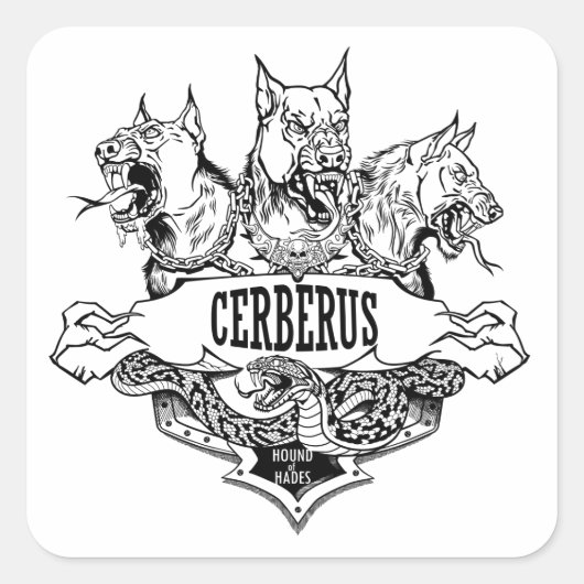 Cerberus und Snake Quadratischer Aufkleber (Vorderseite)