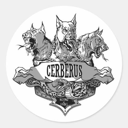 Cerberus und Snake Runder Aufkleber (Vorderseite)