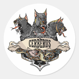 Cerberus und Snake Runder Aufkleber