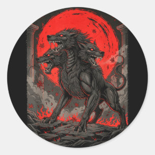 Cerberus Unterwelt griechische Mythologie Höllenhu Runder Aufkleber