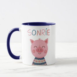 Cerdito feliz sonríe tasse